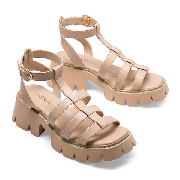 Rugged Lug Platform Sandals - NUDE - 6